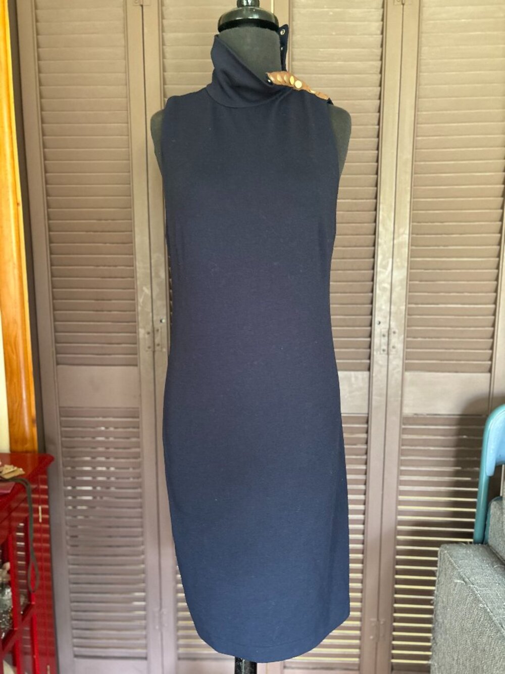 Ralph Lauren shift dress with faux leather button detail